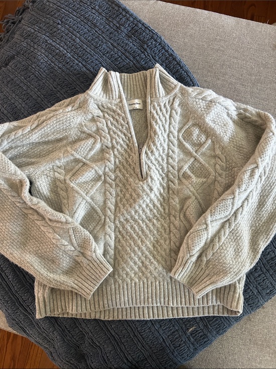 Aritzia Sweaters - Sunday best Cable-Knit Half-Zip Sweater - Cream